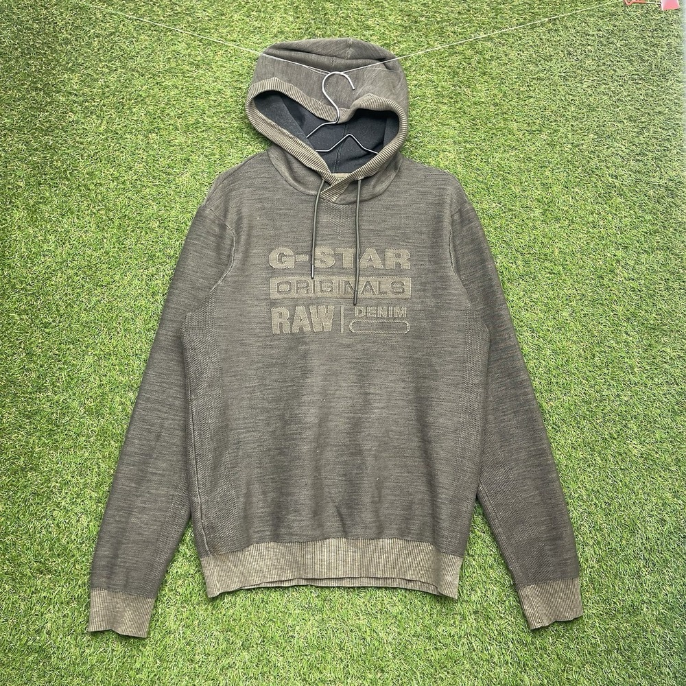 G-Star Raw Hoodie Mens Medium Premium Core Tech Stretch Grunge Brown y2k Heavy
